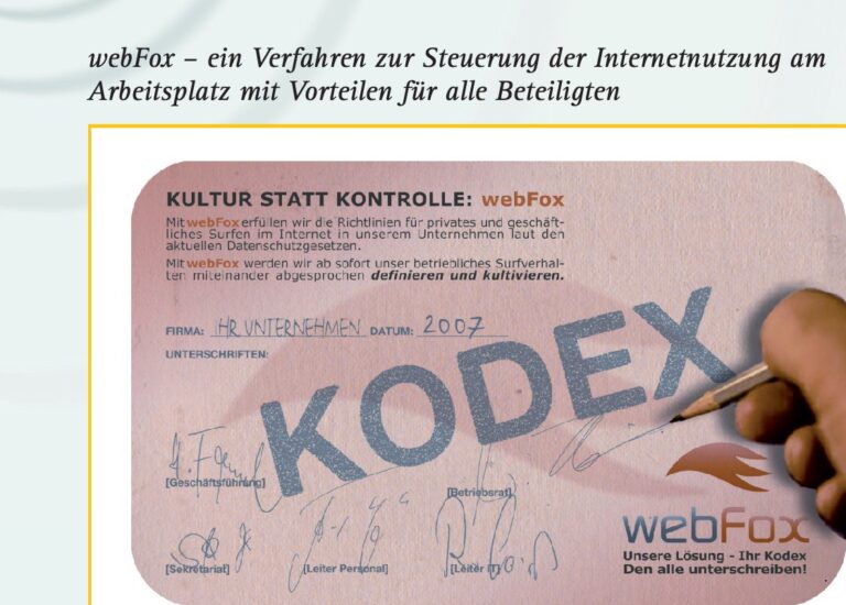 webFox – ein Verfahren zur Steuerung der Internetnutzung am Arbeitsplatz mit Vorteilen für alle Beteiligten