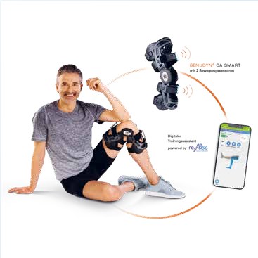 GENUDYN ® OA SMART Knieorthese zur dynamischen Entlastung mit zwei Bewegungssensoren und Trainingsprogramm.